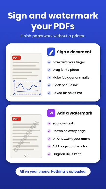 Sign and watermark PDFs